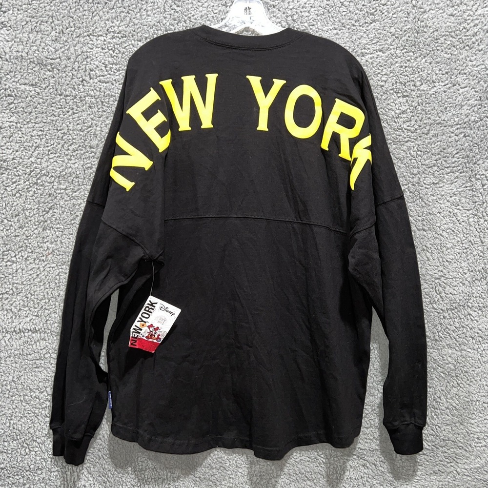 NWT Disney Spirit T Shirt Sz L Black Long Sleeve Yellow Mickey New York NYC Logo